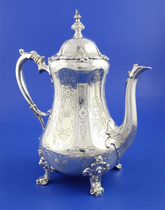 A Victorian silver coffee pot, gross 28 oz.